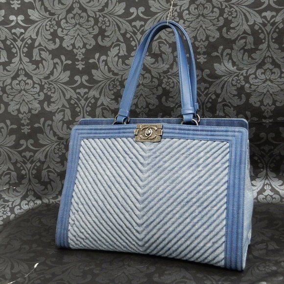 CHANEL Handbags - Chanel Light Blue Denim Bag